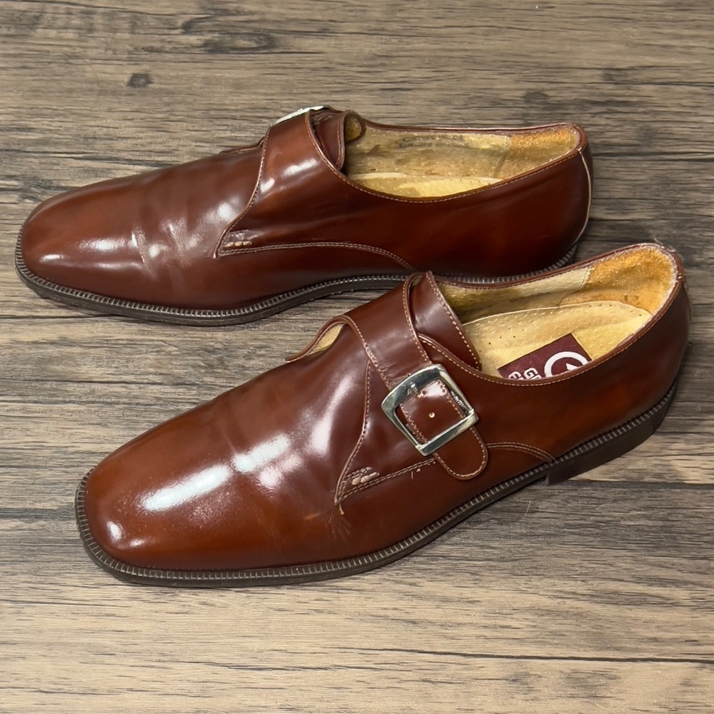 GRAN EMYCO Men's 9.5 M Buckle Loafers Dress Shoes Burgundy Leather (F19)